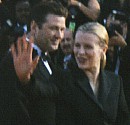 Kim waving, Alec watching